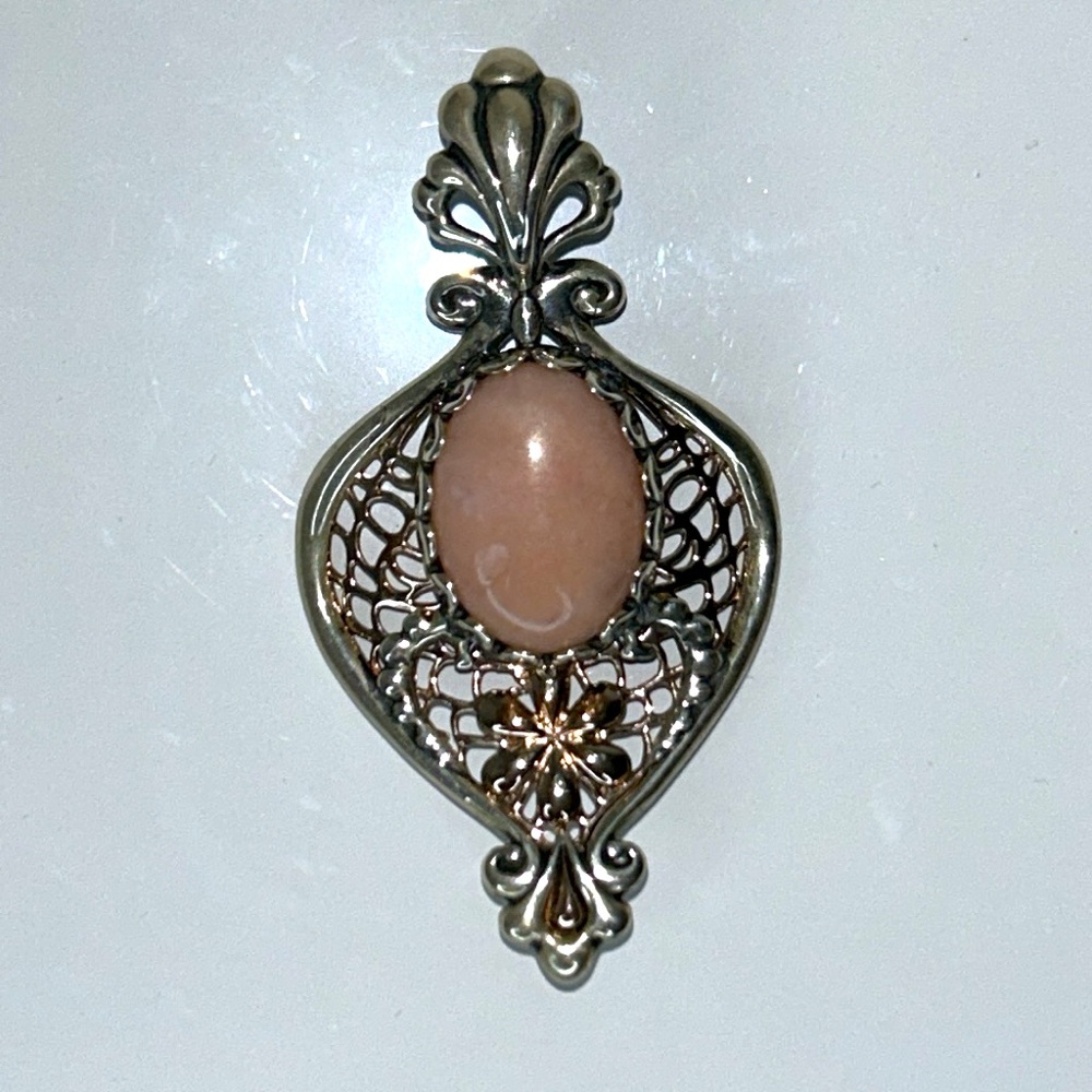 NWT Carolyn Pollack Sterling Silver Copper Gemstone Hinged Enhancer Pendant